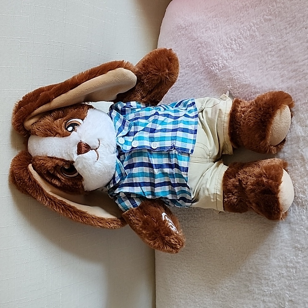 Build-A-Bear Chocolate Bunny w/Plaid Shirt & Cargo Shorts